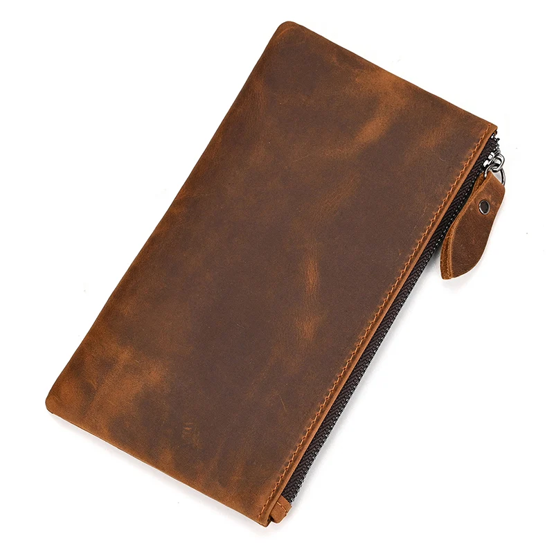 Luufan Leather Men Clutch Wallet Genuine Leather Zipper Business Men Day Bag Large Capacity Card Holder Purse Man Phone Pouth