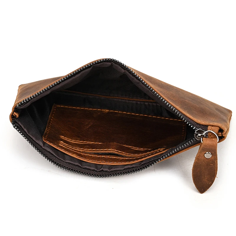 Luufan Leather Men Clutch Wallet Genuine Leather Zipper Business Men Day Bag Large Capacity Card Holder Purse Man Phone Pouth
