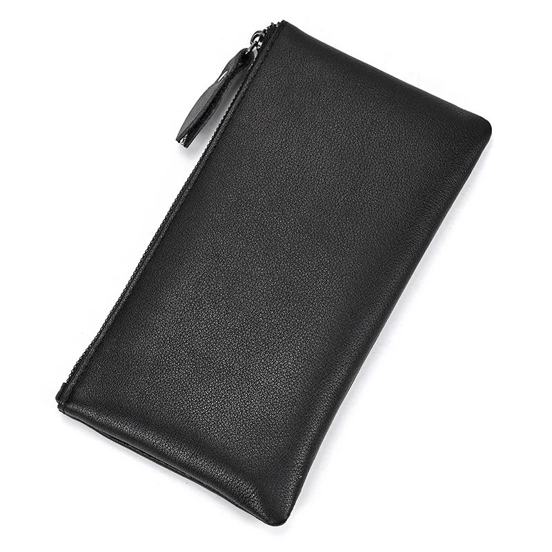 Luufan Leather Men Clutch Wallet Genuine Leather Zipper Business Men Day Bag Large Capacity Card Holder Purse Man Phone Pouth