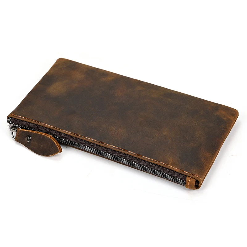 Luufan Leather Men Clutch Wallet Genuine Leather Zipper Business Men Day Bag Large Capacity Card Holder Purse Man Phone Pouth