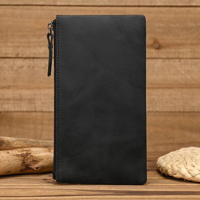 Luufan Leather Men Clutch Wallet Genuine Leather Zipper Business Men Day Bag Large Capacity Card Holder Purse Man Phone Pouth