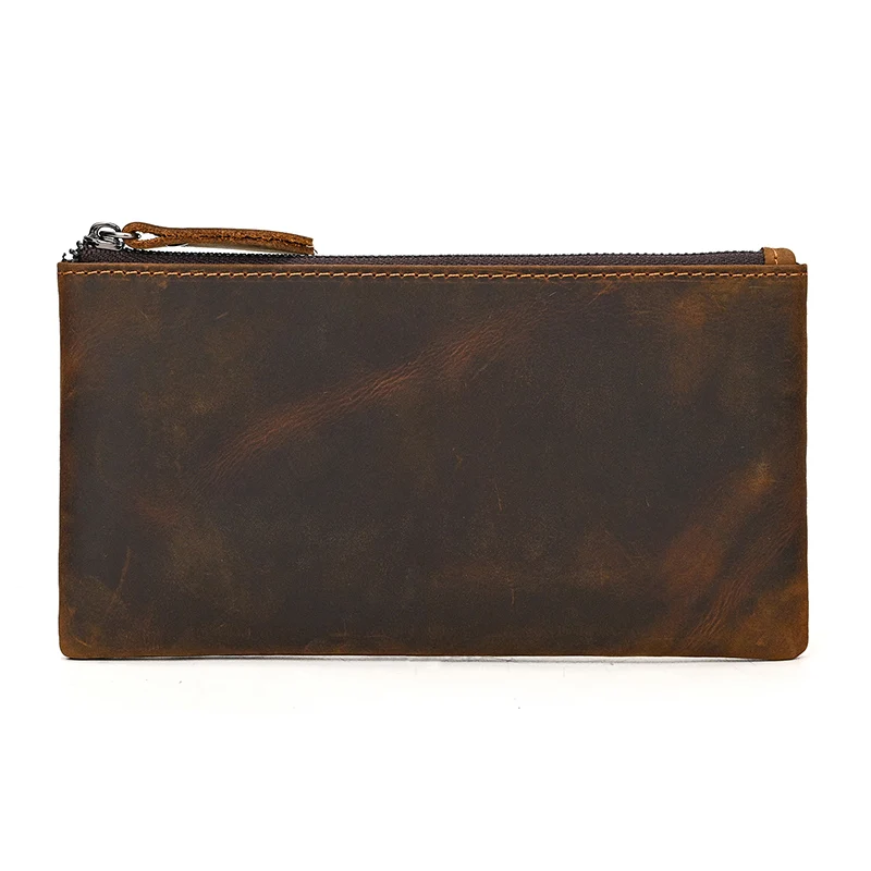 Luufan Leather Men Clutch Wallet Genuine Leather Zipper Business Men Day Bag Large Capacity Card Holder Purse Man Phone Pouth