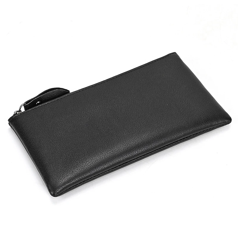 Luufan Leather Men Clutch Wallet Genuine Leather Zipper Business Men Day Bag Large Capacity Card Holder Purse Man Phone Pouth