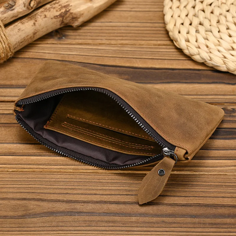 Luufan Leather Men Clutch Wallet Genuine Leather Zipper Business Men Day Bag Large Capacity Card Holder Purse Man Phone Pouth