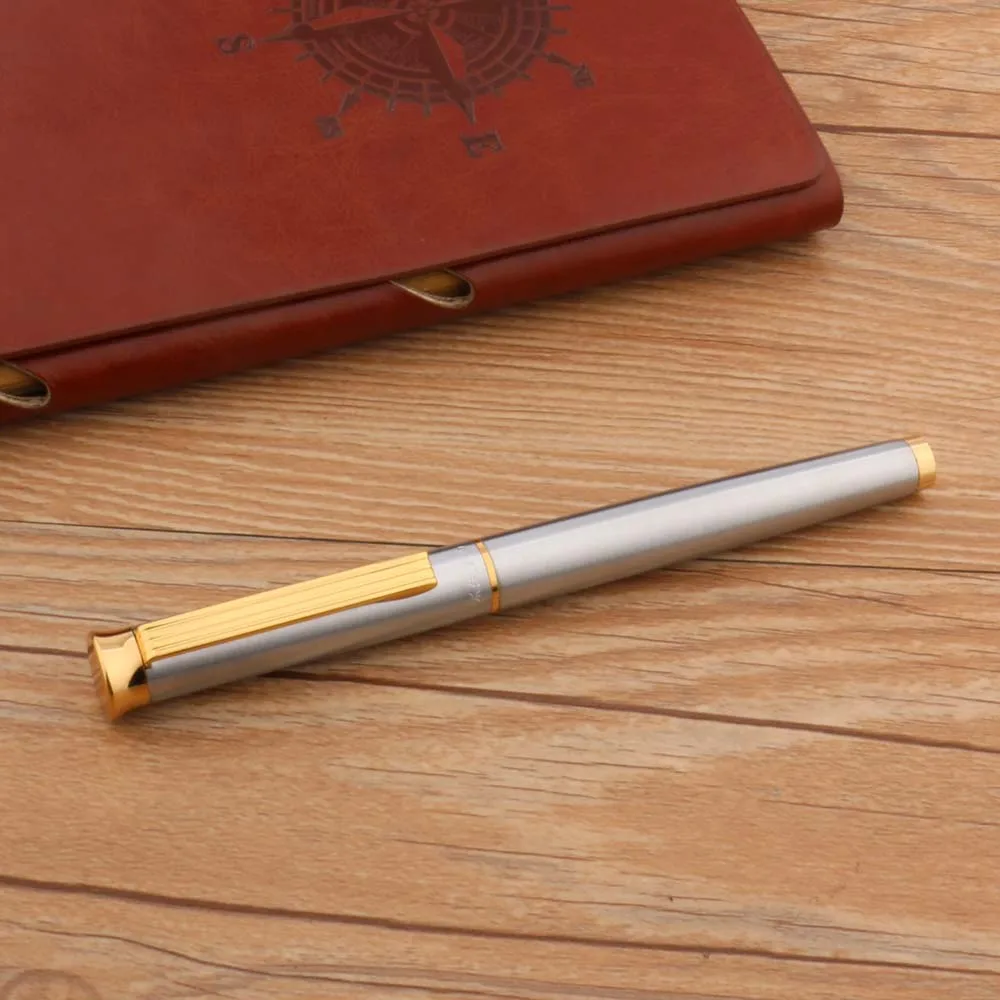 Brand Metal Yong Sheng 765 Fountain Pen Retro Duckbill Nib Stainless Steel Golden Stationery Office School Supplies