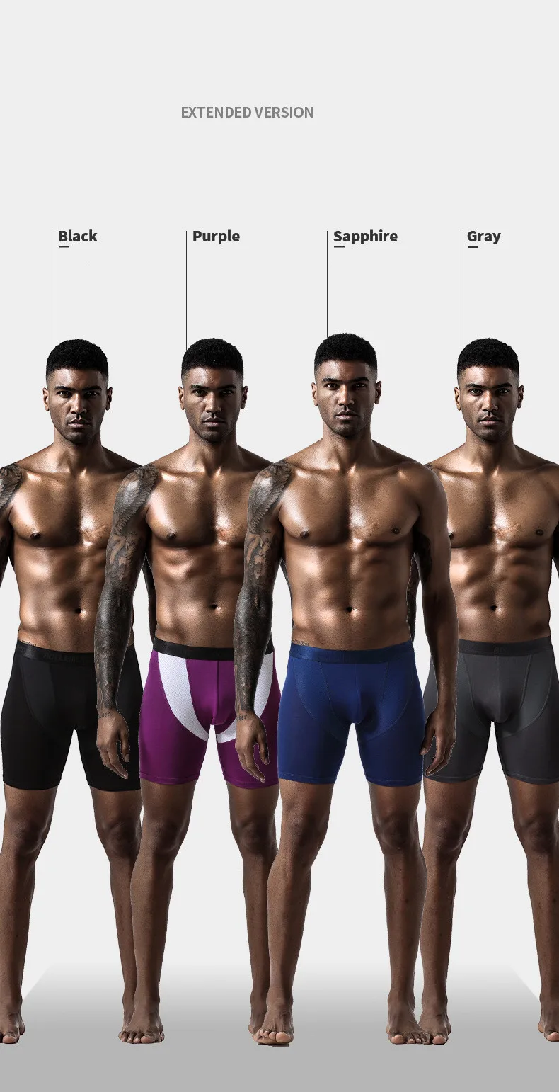 Men's Boxer Shorts Modal Mesh Underwear Boxers Briefs Solid Sports Extended Underpants Male Men's Long Panties Plus Size L-5XL