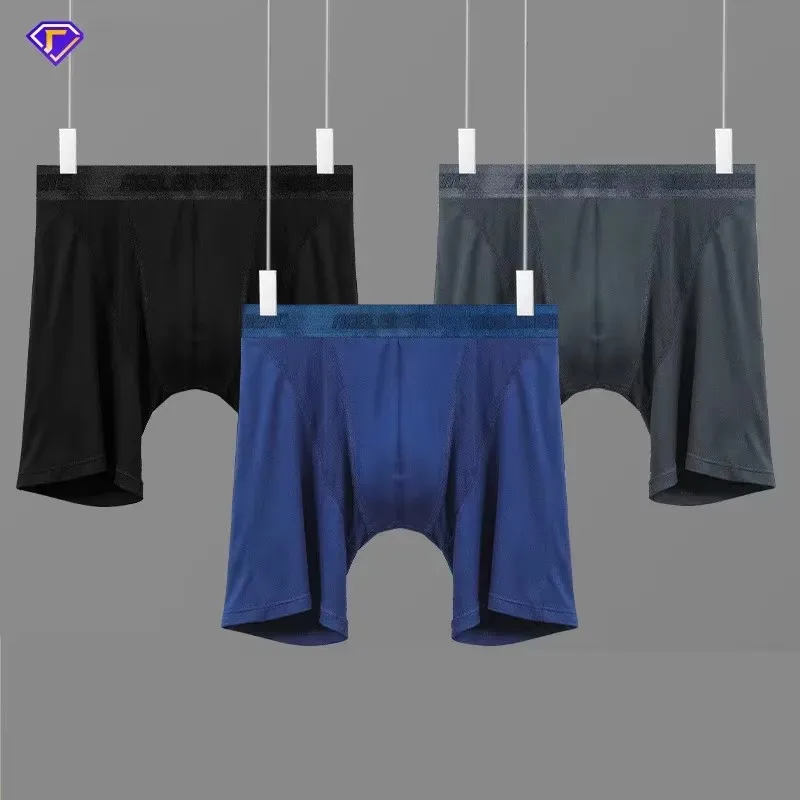 Men's Boxer Shorts Modal Mesh Underwear Boxers Briefs Solid Sports Extended Underpants Male Men's Long Panties Plus Size L-5XL
