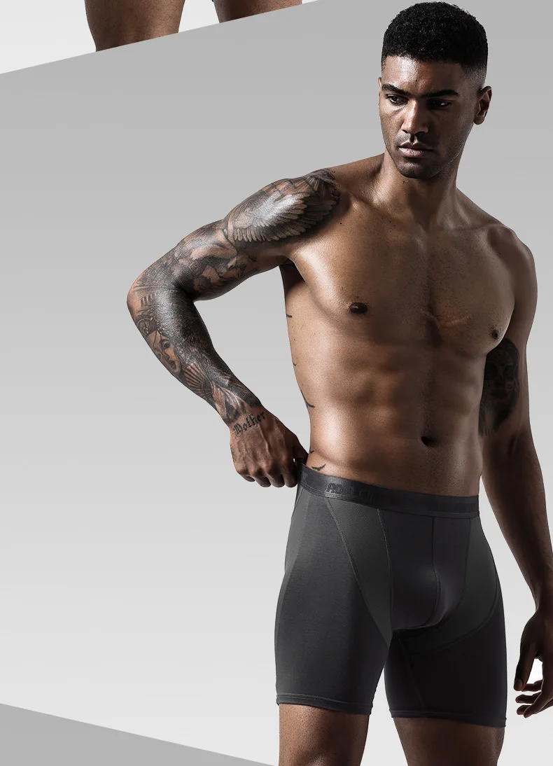 Men's Boxer Shorts Modal Mesh Underwear Boxers Briefs Solid Sports Extended Underpants Male Men's Long Panties Plus Size L-5XL