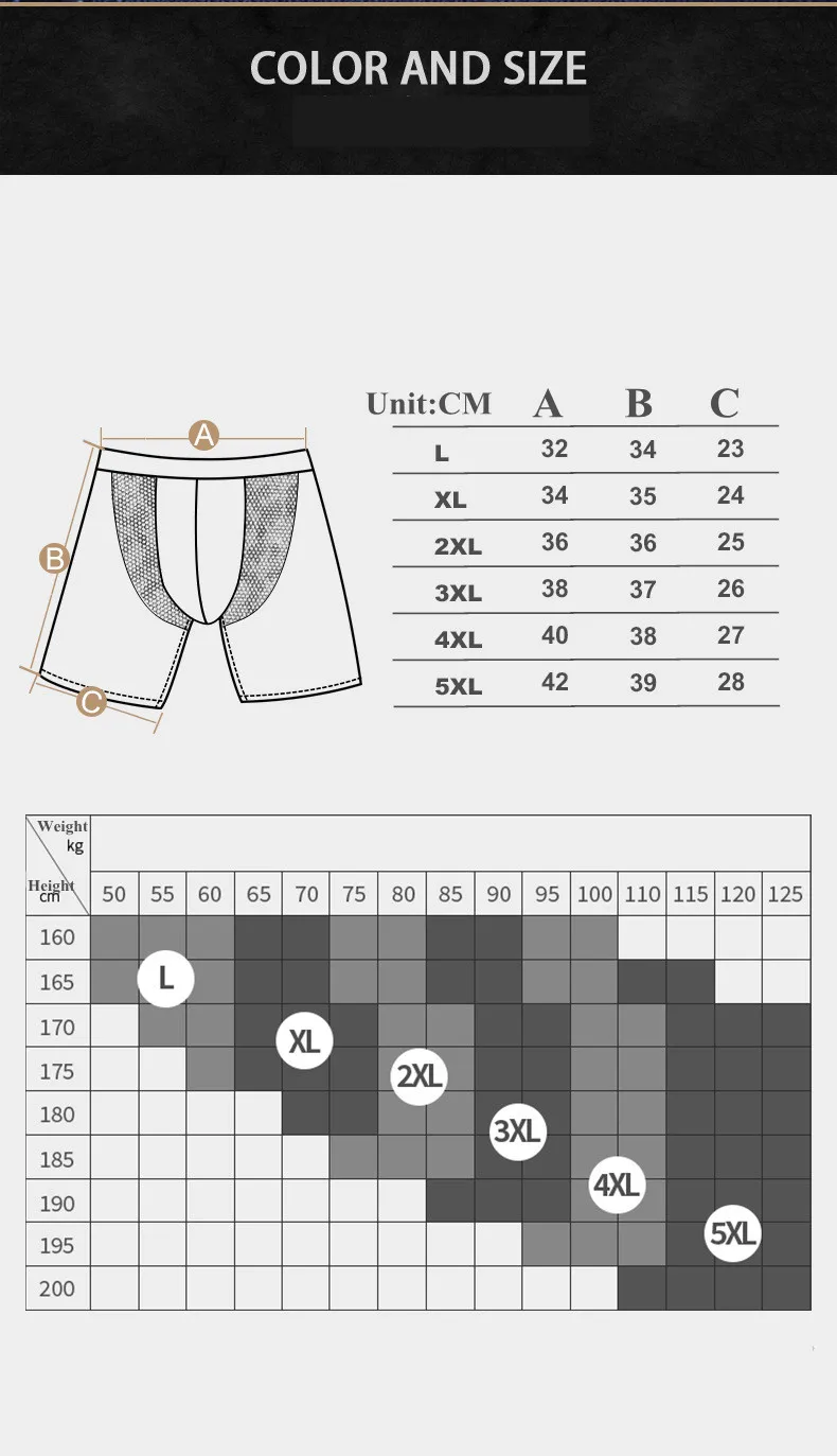 Men's Boxer Shorts Modal Mesh Underwear Boxers Briefs Solid Sports Extended Underpants Male Men's Long Panties Plus Size L-5XL
