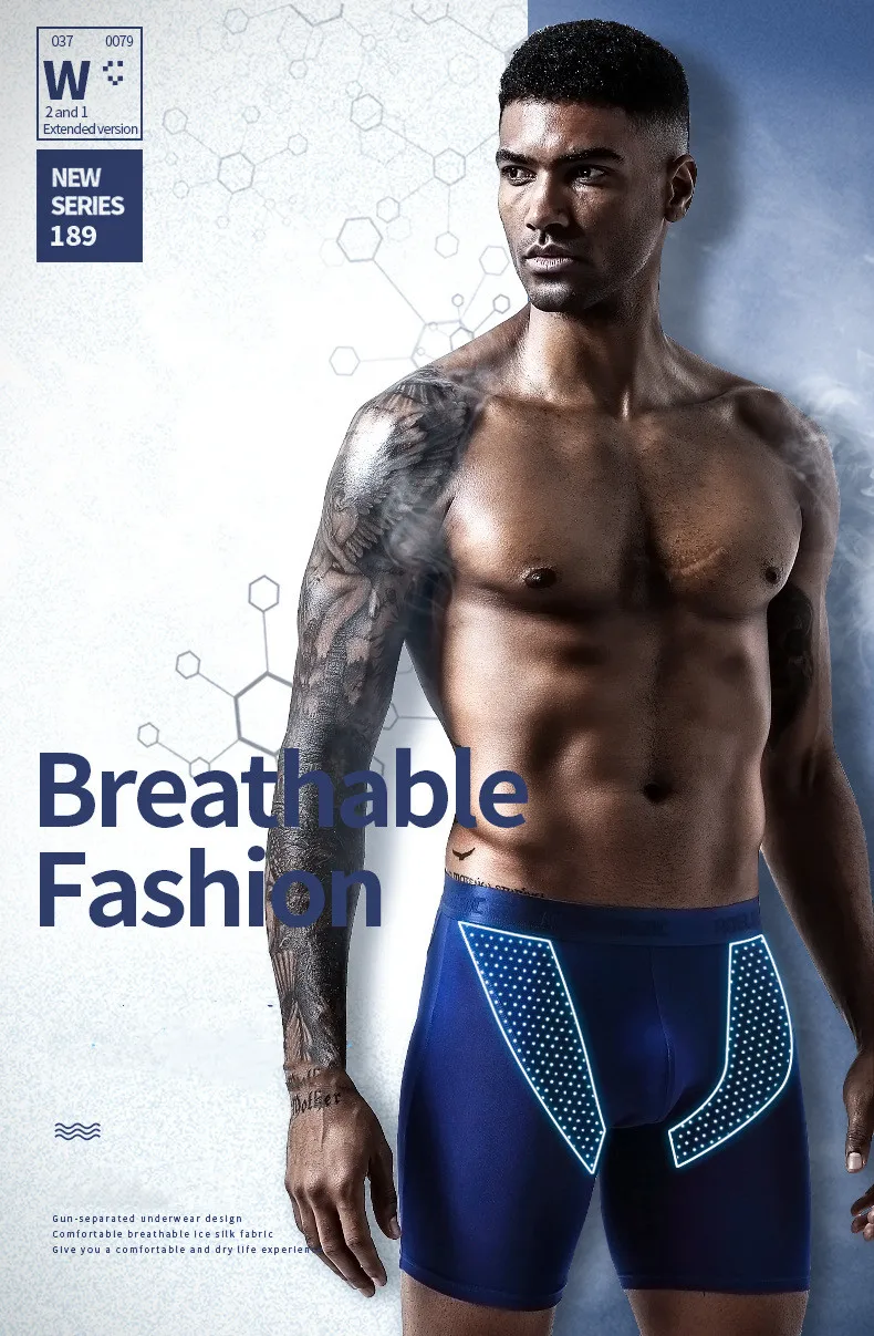 Men's Boxer Shorts Modal Mesh Underwear Boxers Briefs Solid Sports Extended Underpants Male Men's Long Panties Plus Size L-5XL