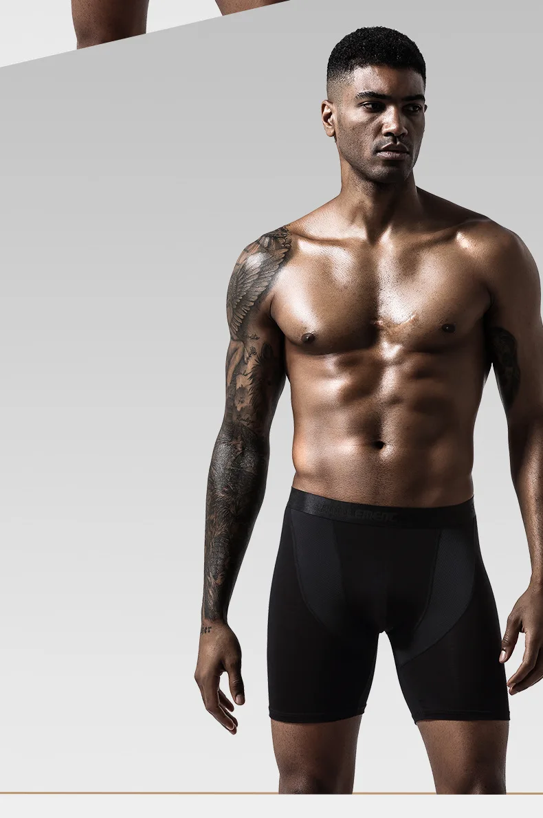 Men's Boxer Shorts Modal Mesh Underwear Boxers Briefs Solid Sports Extended Underpants Male Men's Long Panties Plus Size L-5XL