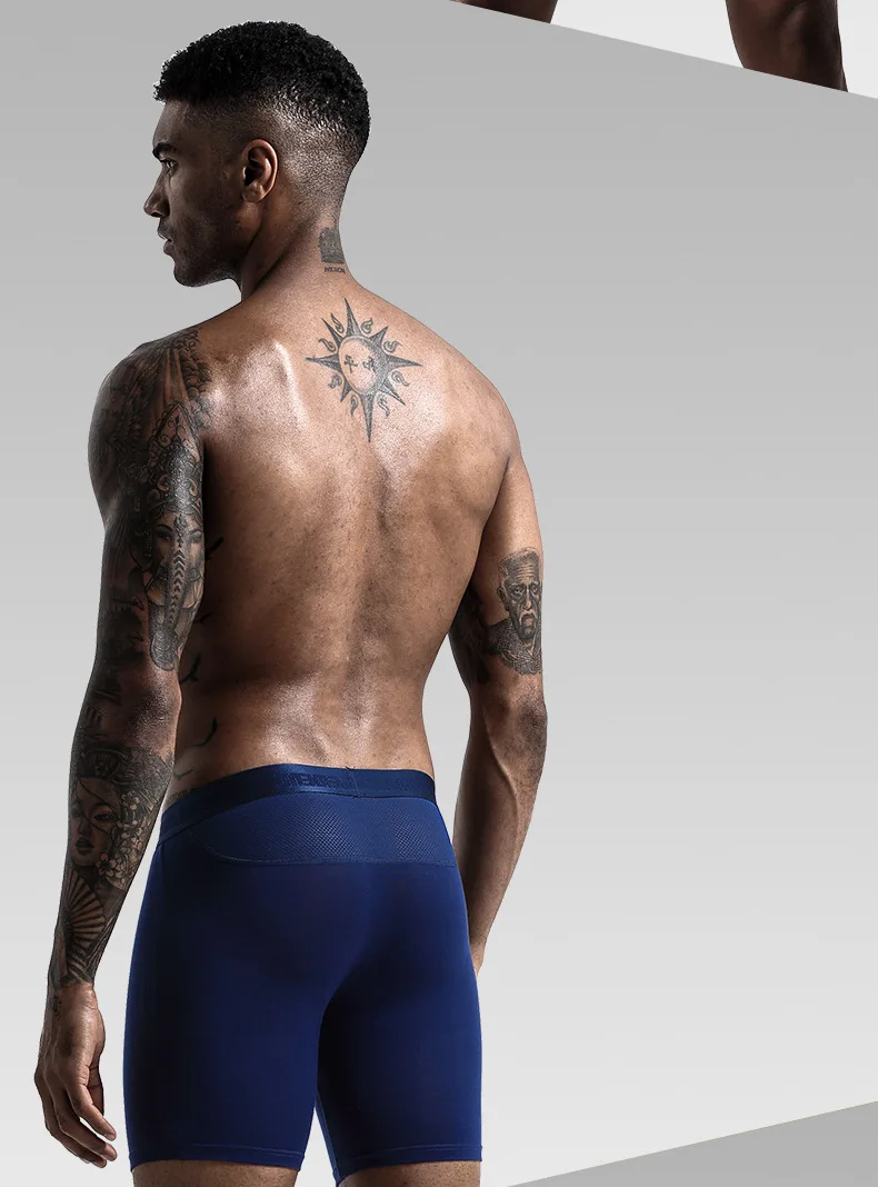 Men's Boxer Shorts Modal Mesh Underwear Boxers Briefs Solid Sports Extended Underpants Male Men's Long Panties Plus Size L-5XL