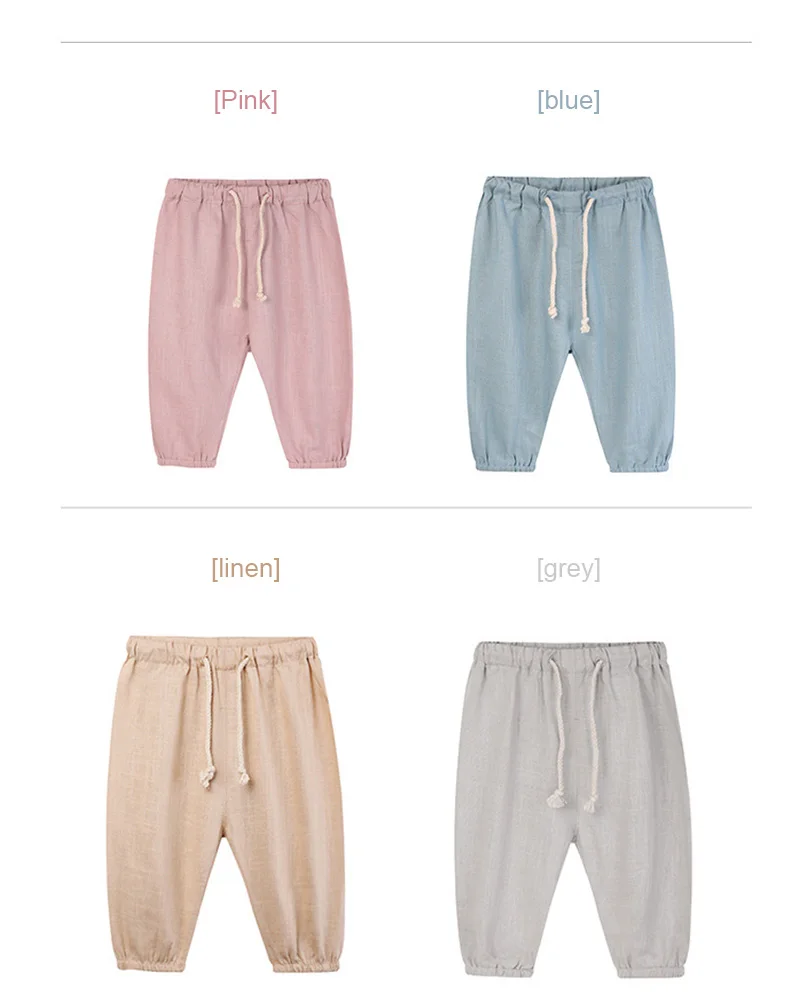 Children's Cotton And Linen Trousers Spring And Summer Thin Boys And Girls Linen Pant Baby Harem Pants WT620