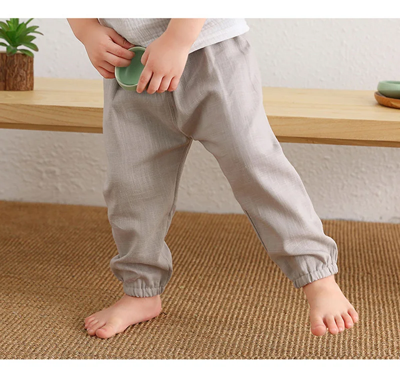 Children's Cotton And Linen Trousers Spring And Summer Thin Boys And Girls Linen Pant Baby Harem Pants WT620