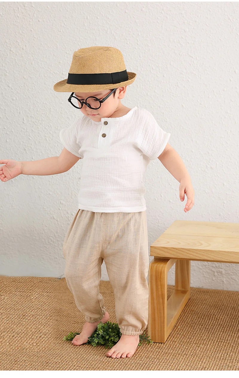 Children's Cotton And Linen Trousers Spring And Summer Thin Boys And Girls Linen Pant Baby Harem Pants WT620