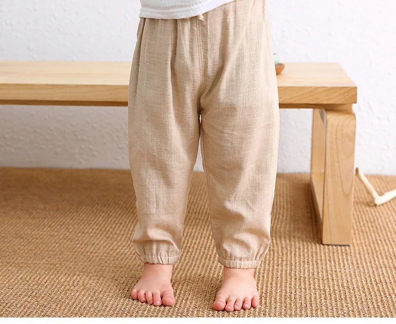 Children's Cotton And Linen Trousers Spring And Summer Thin Boys And Girls Linen Pant Baby Harem Pants WT620