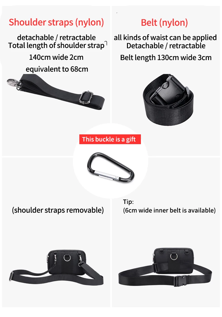 JANGEAR Horizontal Canvas Dual Cell Phone Holster Smartphone Belt Pouch Mens Versatile Zipper Belt Loop Pouch Shoulder Bag