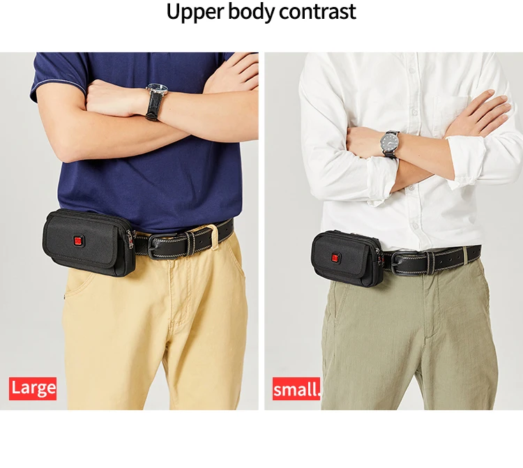 JANGEAR Horizontal Canvas Dual Cell Phone Holster Smartphone Belt Pouch Mens Versatile Zipper Belt Loop Pouch Shoulder Bag