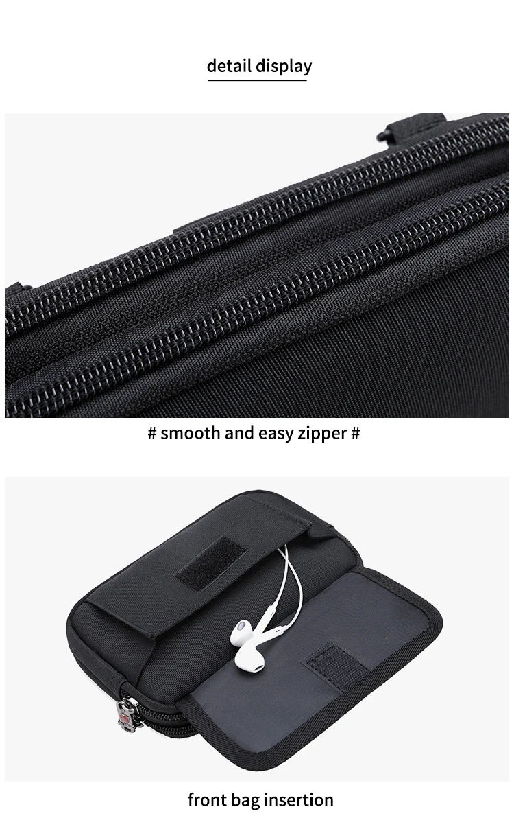 JANGEAR Horizontal Canvas Dual Cell Phone Holster Smartphone Belt Pouch Mens Versatile Zipper Belt Loop Pouch Shoulder Bag