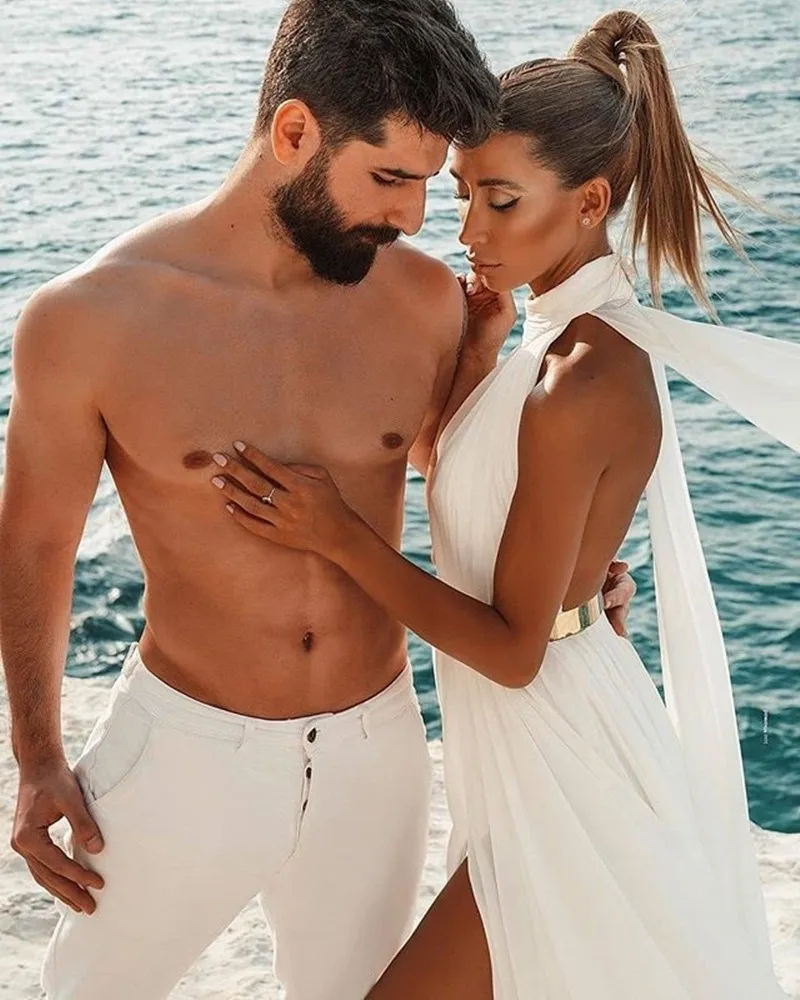 Wedding Dress Simple Beach 2026 Sexy Backless A Line Ivory White Chiffon Halter Neck Gowns Long Dresses Formal Party Customized