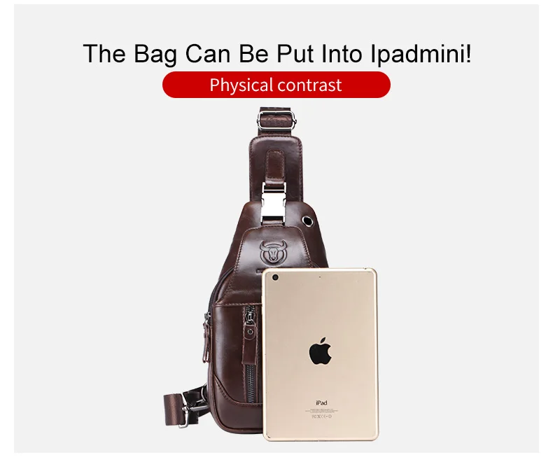 BULLCAPTAIN Fashion Men's Shoulder Bags Leather Chest Bag Men Casual Business Cross Body Bag's Short-Distance Travel Bages