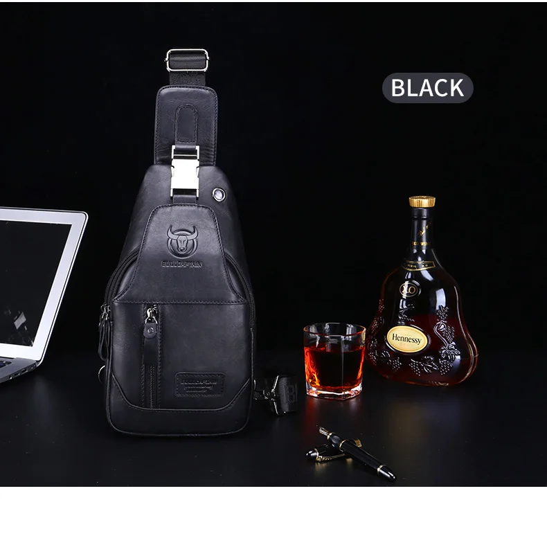 BULLCAPTAIN Fashion Men's Shoulder Bags Leather Chest Bag Men Casual Business Cross Body Bag's Short-Distance Travel Bages