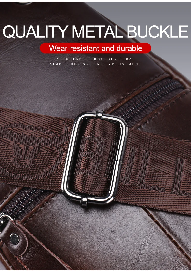 BULLCAPTAIN Fashion Men's Shoulder Bags Leather Chest Bag Men Casual Business Cross Body Bag's Short-Distance Travel Bages