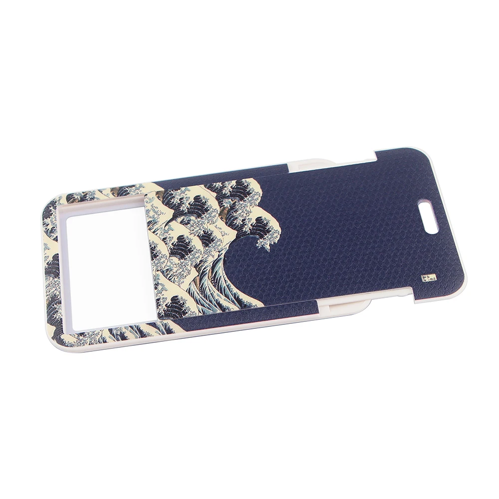 ER511 Blue Waves Painting Art Buckle Lanyard Credit Card ID Holder Bag Student Travel Bank Bus Business Card Cover Badge