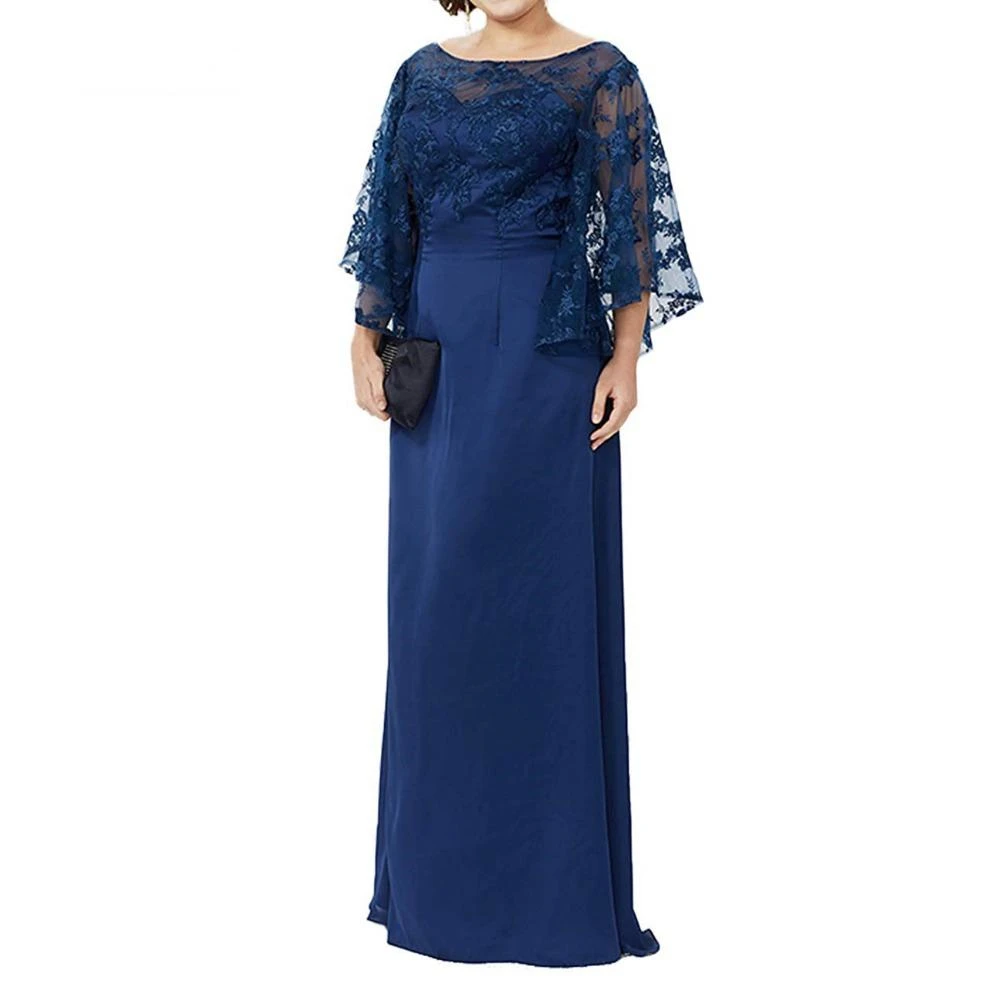 Long Sleeve Lace Top Plus Size Mother of the Bride Dress Floor Length Long Column Women Formal Evening Gowns Mother of Groom