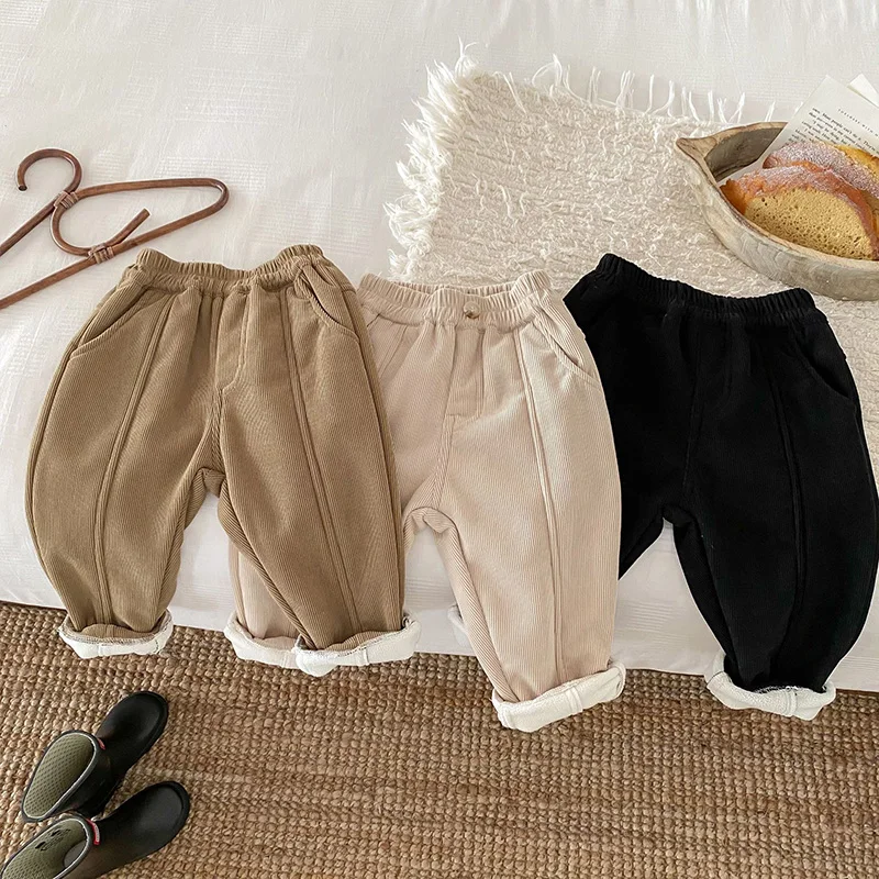 MILANCEL 2026 Spring Autumn Solid Kids Boys Straight Pants Fashion Children Clothing Trousers Brief Jeans for 1-6 Years