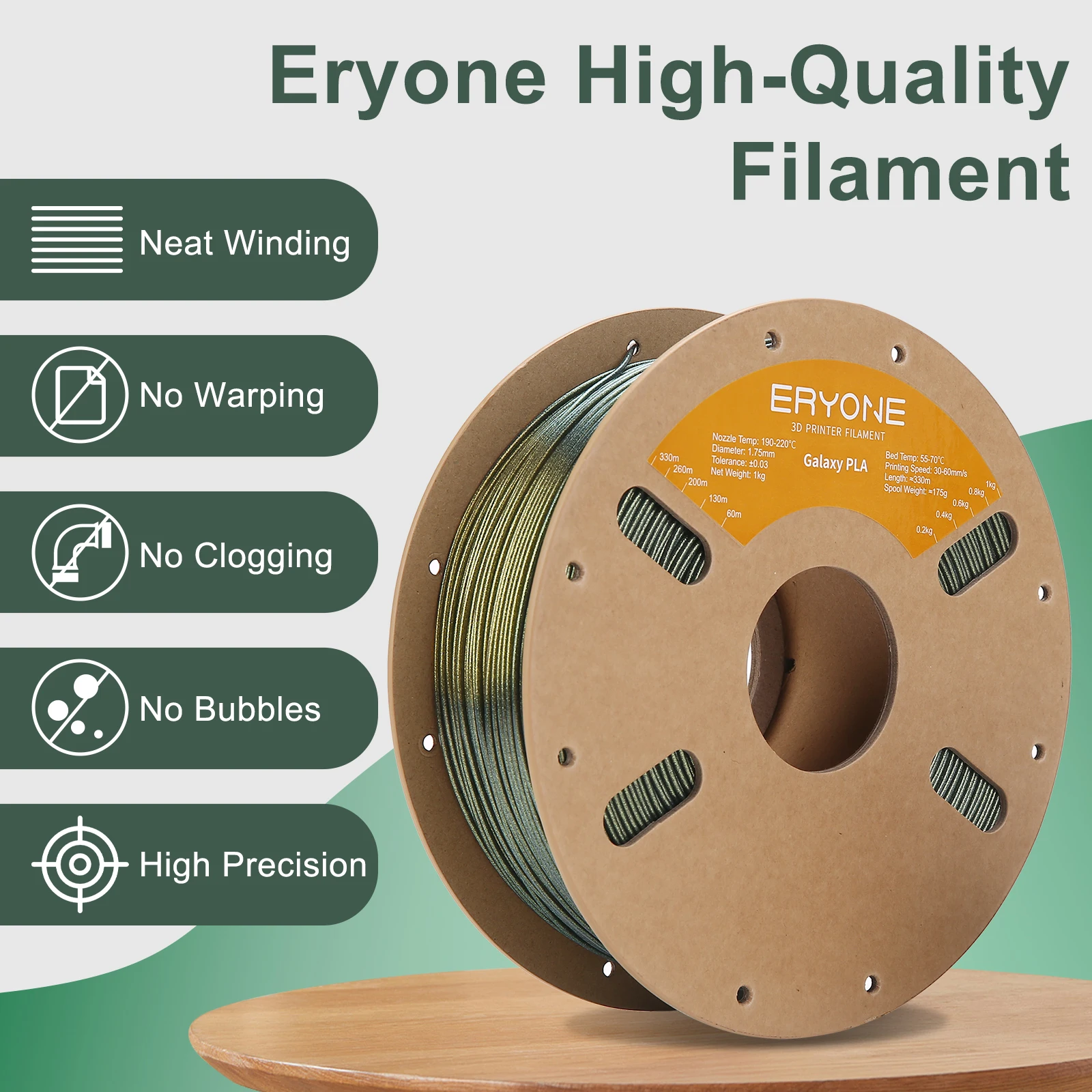 Eryone 3D Printer Glitter Pla Filament For 3D Printer Perfect Spooled(1kg) 1.75mm Sparkly Material High Quality Fast Shipping