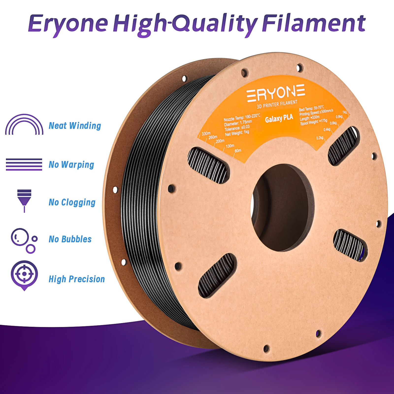 Eryone 3D Printer Glitter Pla Filament For 3D Printer Perfect Spooled(1kg) 1.75mm Sparkly Material High Quality Fast Shipping
