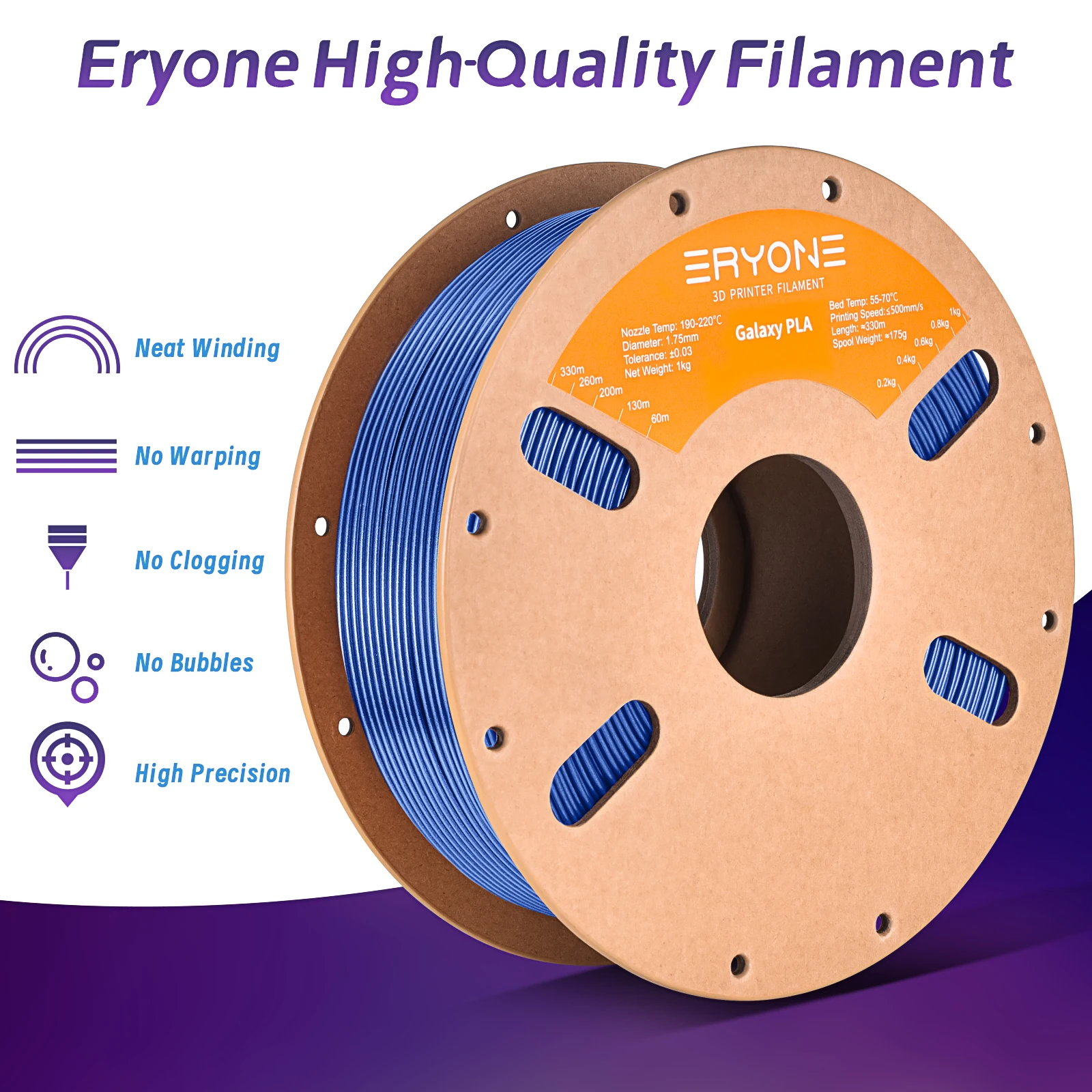 Eryone 3D Printer Glitter Pla Filament For 3D Printer Perfect Spooled(1kg) 1.75mm Sparkly Material High Quality Fast Shipping
