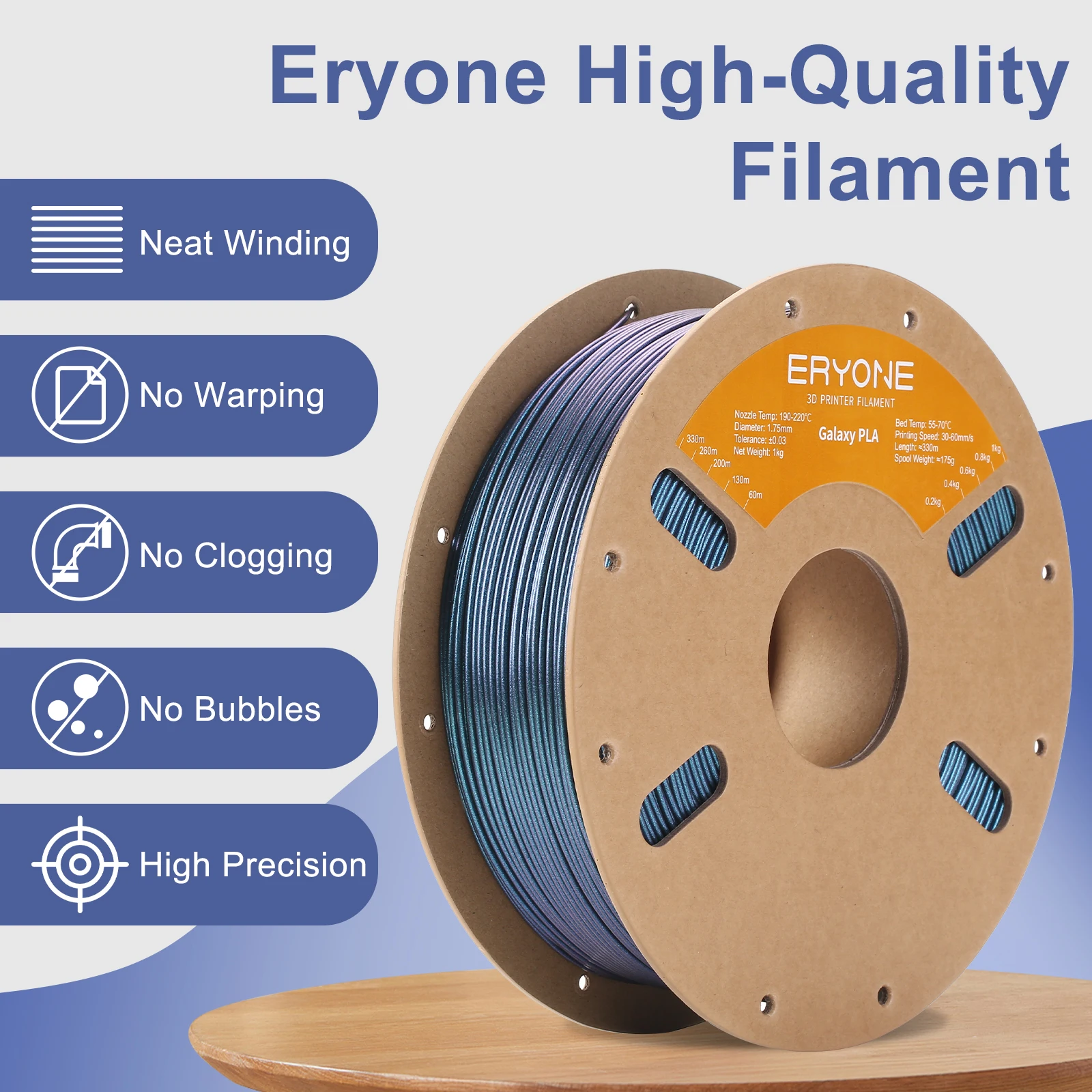 Eryone 3D Printer Glitter Pla Filament For 3D Printer Perfect Spooled(1kg) 1.75mm Sparkly Material High Quality Fast Shipping