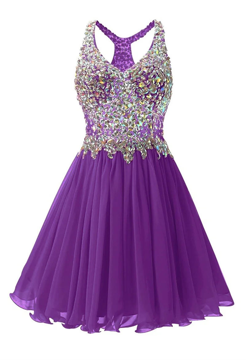 Chiffon A Line Beading Crystals Knee Length Bridesmaid Dresses Evening Formal Prom Wedding Party Homecoming Birthday Cocktail