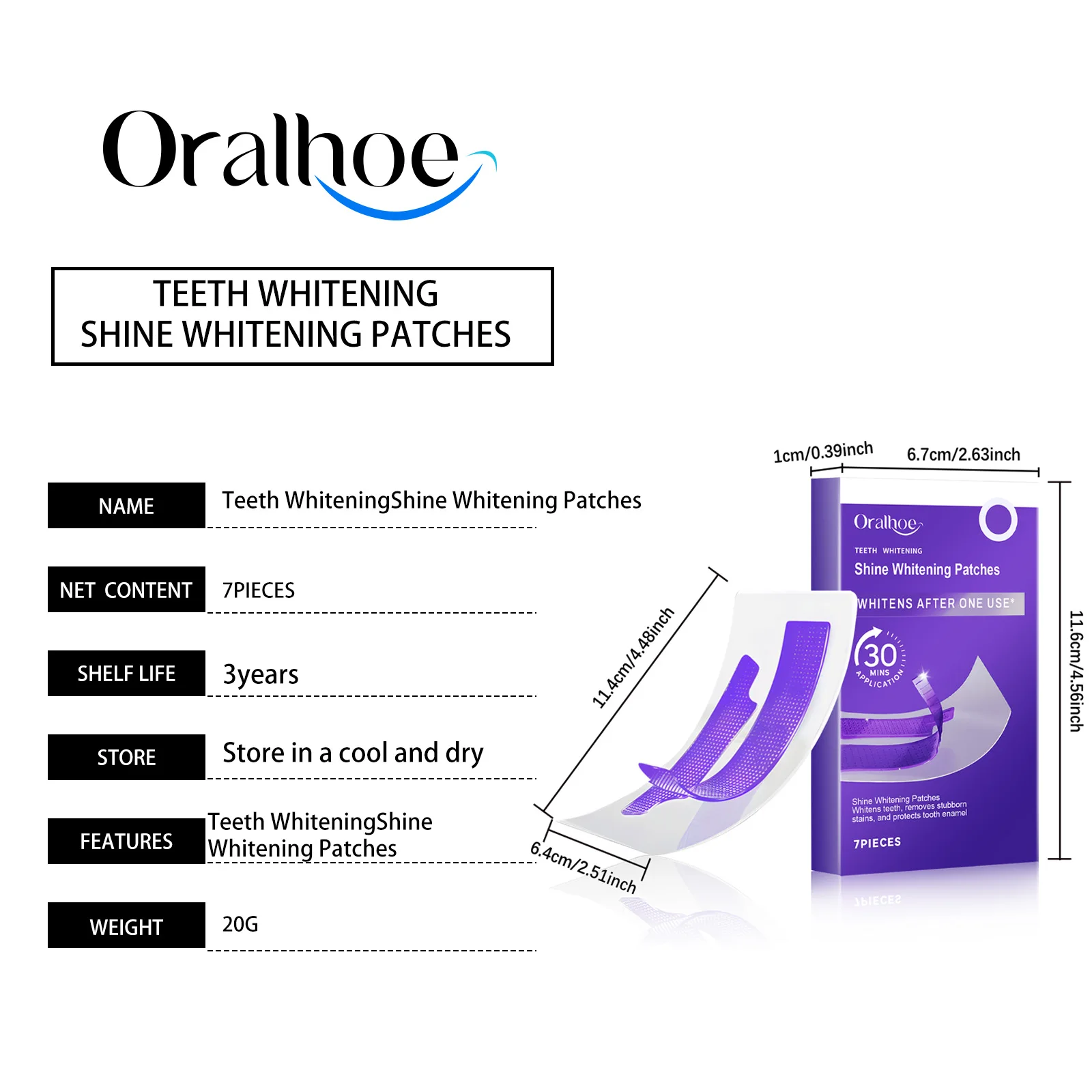 Purple Teeth Whitening Strips – Remove Plaque & Stain, Brighten Tooth & Freshen Breath Oral Hygiene Bleaching Dental Care Tools