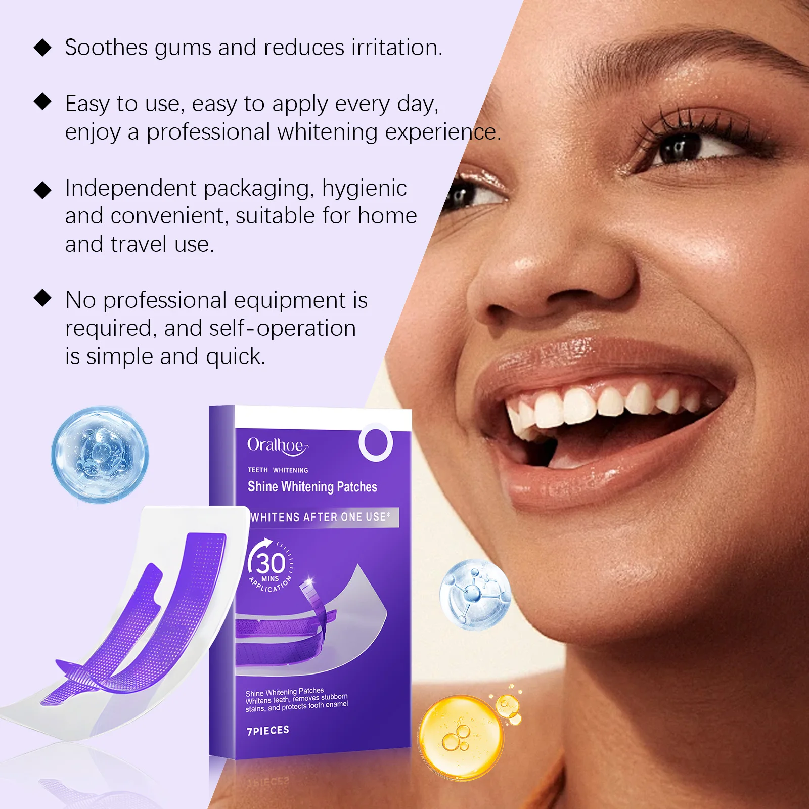 Purple Teeth Whitening Strips – Remove Plaque & Stain, Brighten Tooth & Freshen Breath Oral Hygiene Bleaching Dental Care Tools
