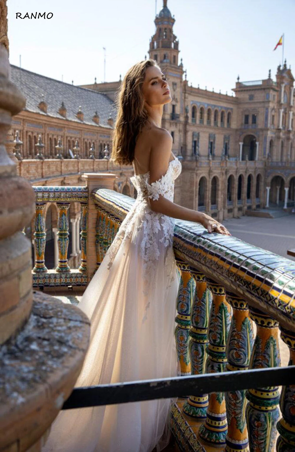 Sexy Beach Wedding Dress A Line Tulle Appliques Off the Shoulder Backless Bridal Gowns Floor Length High Split vestidos de novia