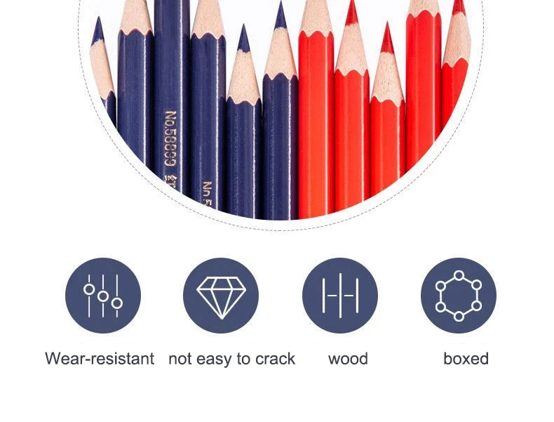 Deli Red Blue Pencil HB Dual Color Pen for Kid's Adult Design Drawing Industrial Engineering Marking Wooden Pencil Stationery