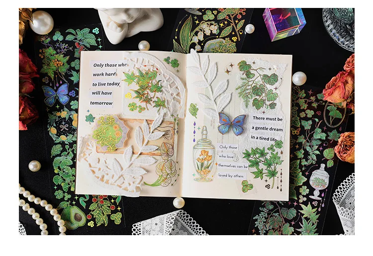 3 pcs Bronzing Flowers Stickers aesthetic Diy Stickers Aesthetic Scrapbooking Journal Deco Album Deco DIY Diary Stationery