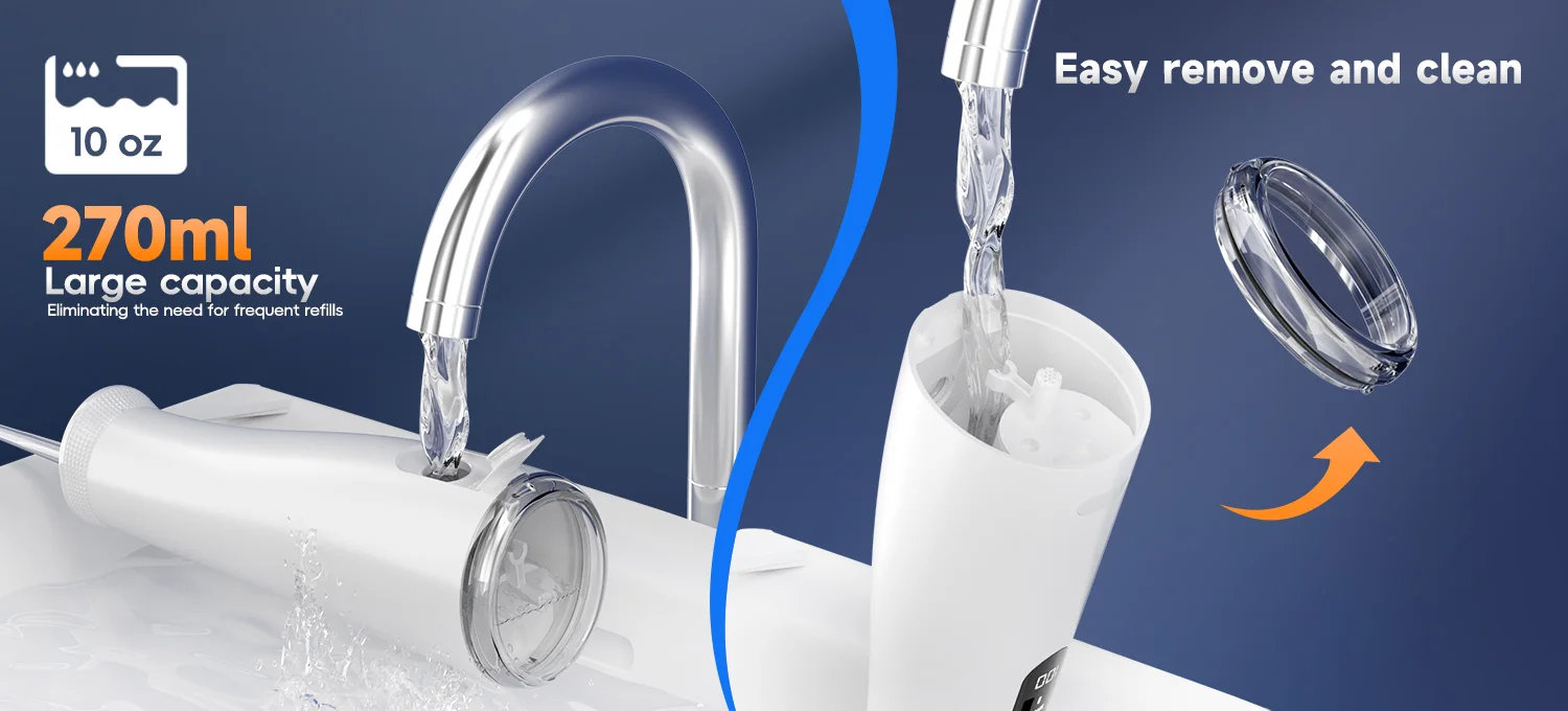 Cordless Water Flosser With 4 Jet Tips 4 Modes 260ML Portable Rechargeable Oral Water Floss IPX7 Waterproof for Gums Care