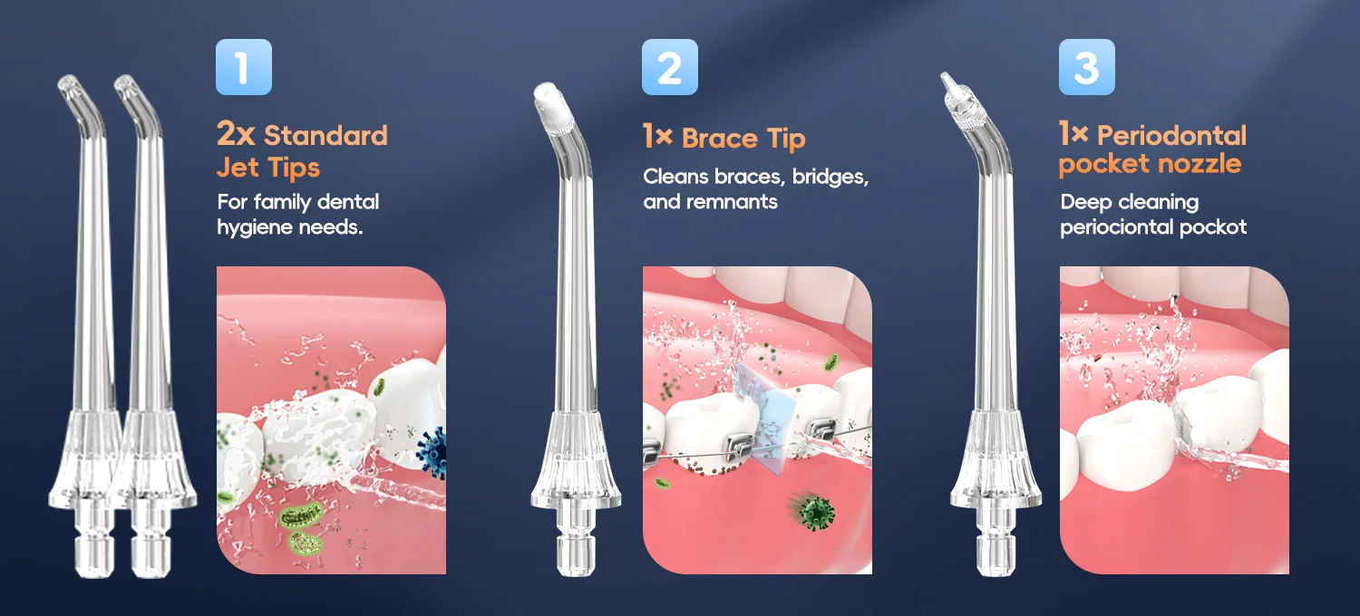 Cordless Water Flosser With 4 Jet Tips 4 Modes 260ML Portable Rechargeable Oral Water Floss IPX7 Waterproof for Gums Care