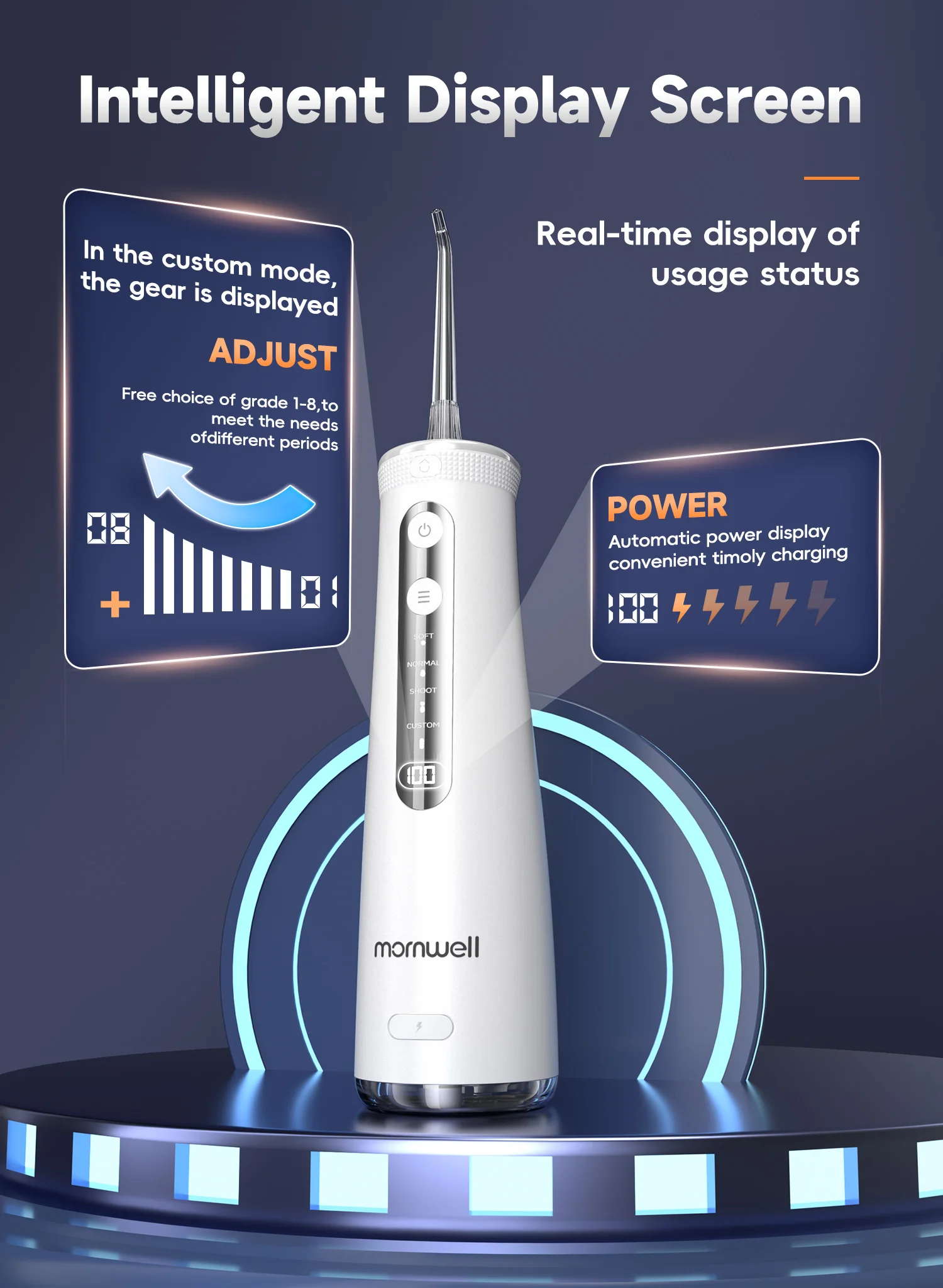 Cordless Water Flosser With 4 Jet Tips 4 Modes 260ML Portable Rechargeable Oral Water Floss IPX7 Waterproof for Gums Care