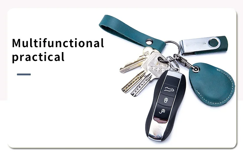 ID Card Case Keychain Access Card Bag Key Tag Ring Cow Leather Card Holder Keychain Key Ring Door Lock Access Tags