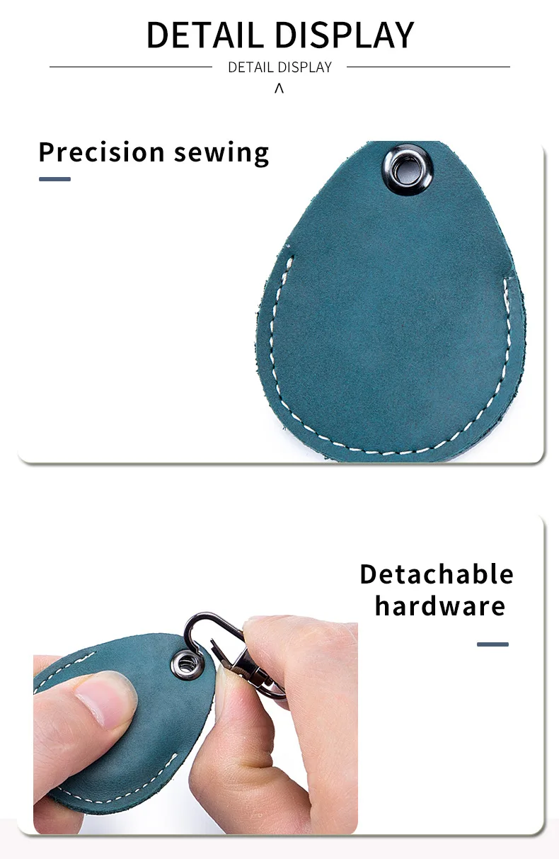 ID Card Case Keychain Access Card Bag Key Tag Ring Cow Leather Card Holder Keychain Key Ring Door Lock Access Tags