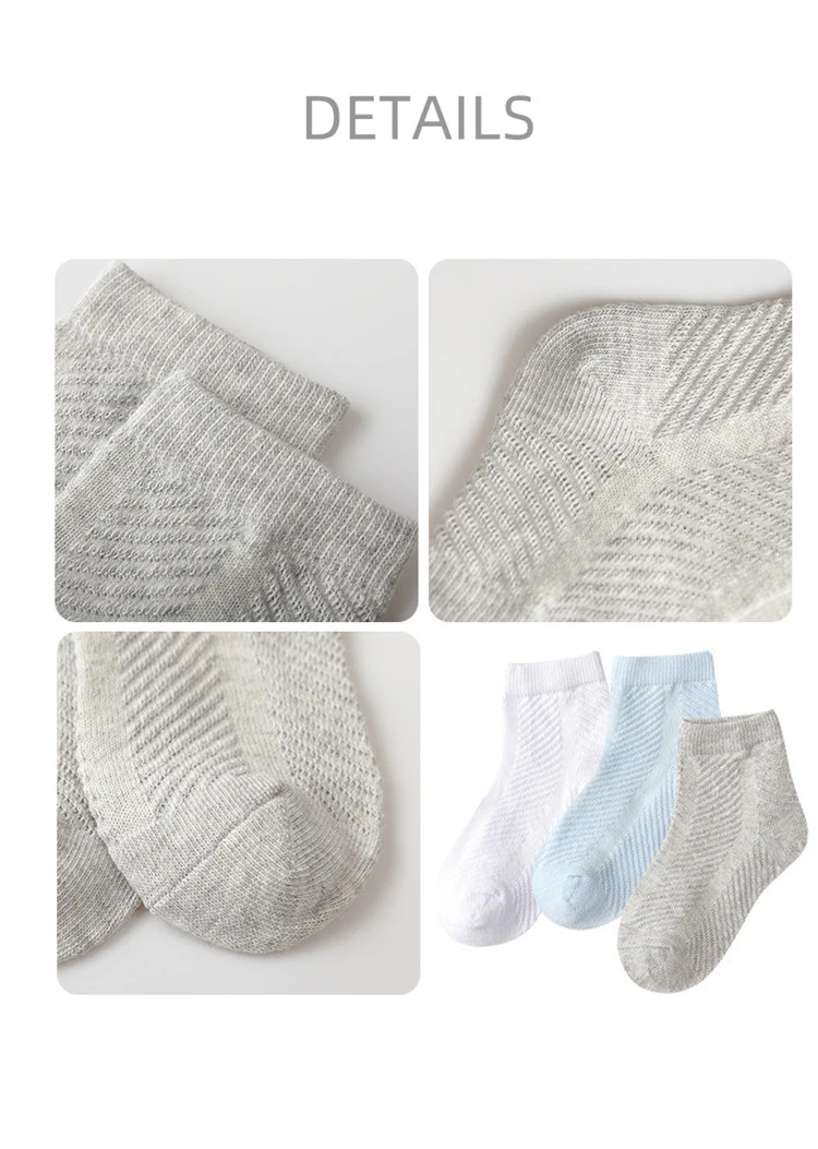 Children Cotton Socks Summer Thin Breathable Knit Mesh Soft Solid White Fashion Boy Girl Baby Student Kids Black Socks For 1-12Y