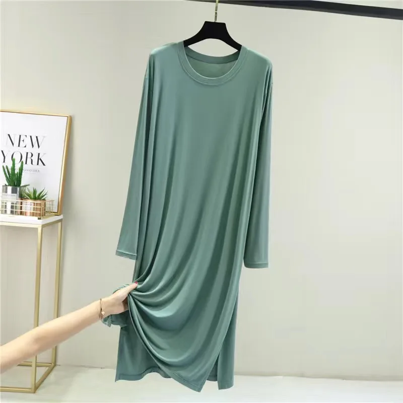 Casual Modal Cotton Comfortable Women's Pajamas Long Sleeve Nightgowns Loose Spring Autumn Night Dress Woman Sleep Shirts
