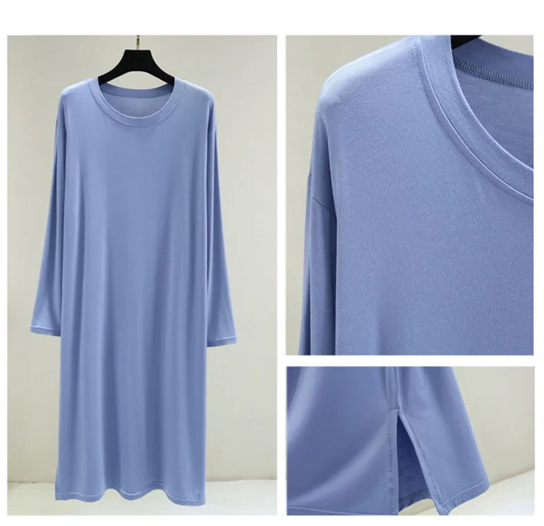 Casual Modal Cotton Comfortable Women's Pajamas Long Sleeve Nightgowns Loose Spring Autumn Night Dress Woman Sleep Shirts