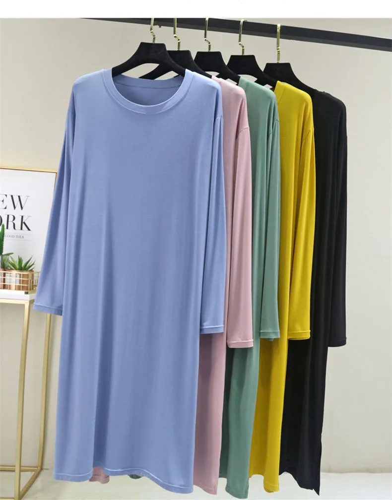 Casual Modal Cotton Comfortable Women's Pajamas Long Sleeve Nightgowns Loose Spring Autumn Night Dress Woman Sleep Shirts