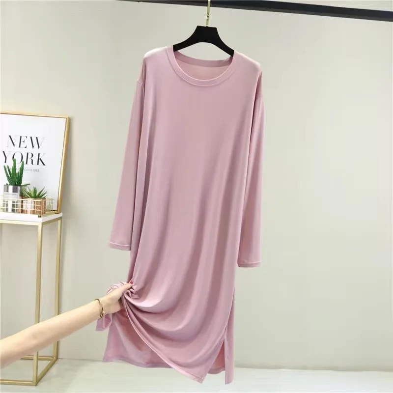 Casual Modal Cotton Comfortable Women's Pajamas Long Sleeve Nightgowns Loose Spring Autumn Night Dress Woman Sleep Shirts
